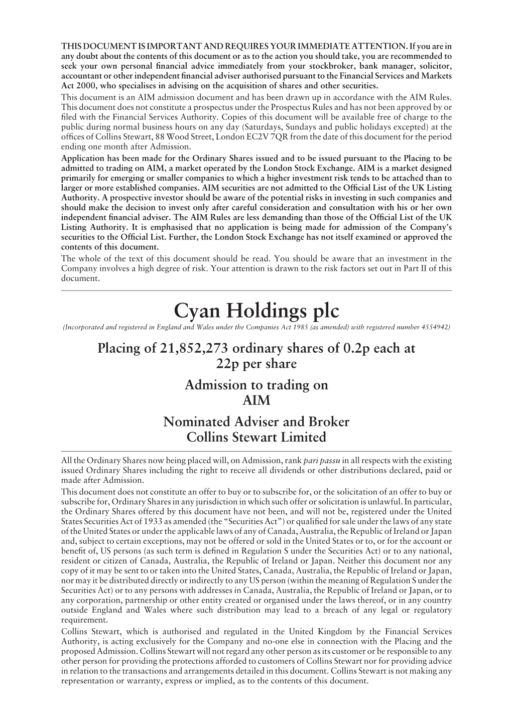 Cyan Holdings