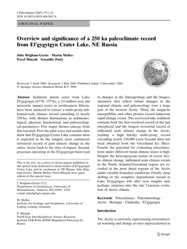 Overview and Significance of a 250 Ka Paleoclimate Record from El