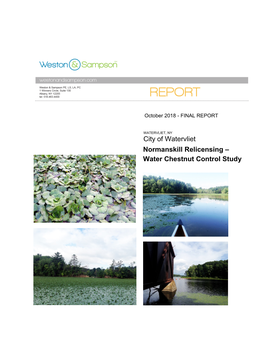 City of Watervliet Normanskill Relicensing – Water Chestnut Control Study