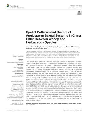 Spatial Patterns and Drivers of Angiosperm Sexual Systems in China Differ Between Woody and Herbaceous Species