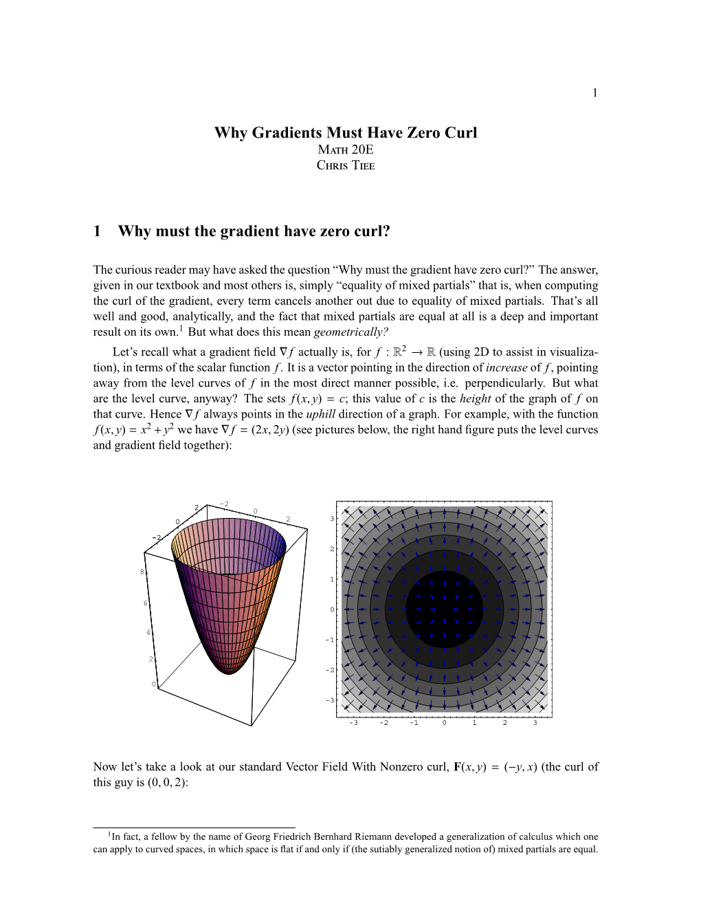 1 Why Must the Gradient Have Zero Curl?