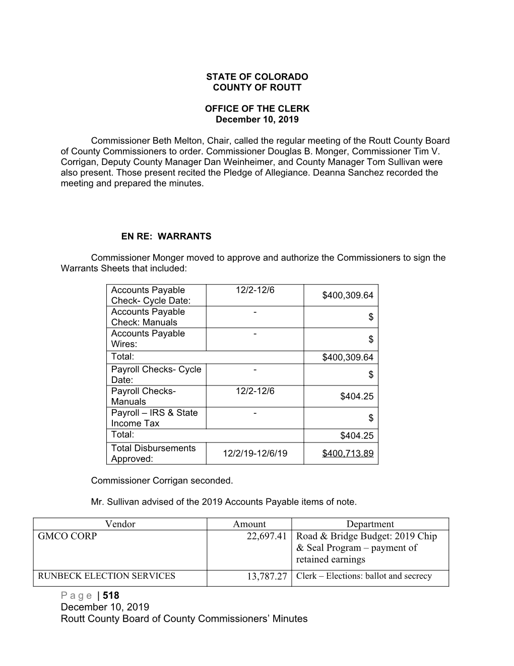 State of Colorado County of Routt