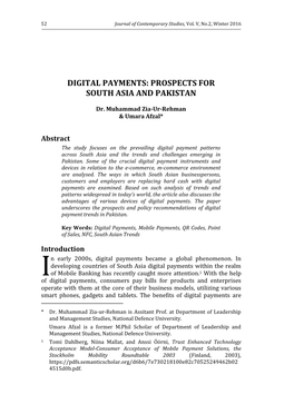 Digital Payments: Prospects for South Asia and Pakistan
