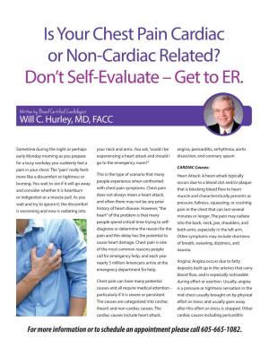 Is Your Chest Pain Cardiac Or Non-Cardiac Related? Don’T Self-Evaluate – Get to ER
