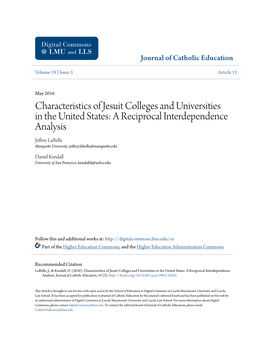 Characteristics of Jesuit Colleges and Universities in the United