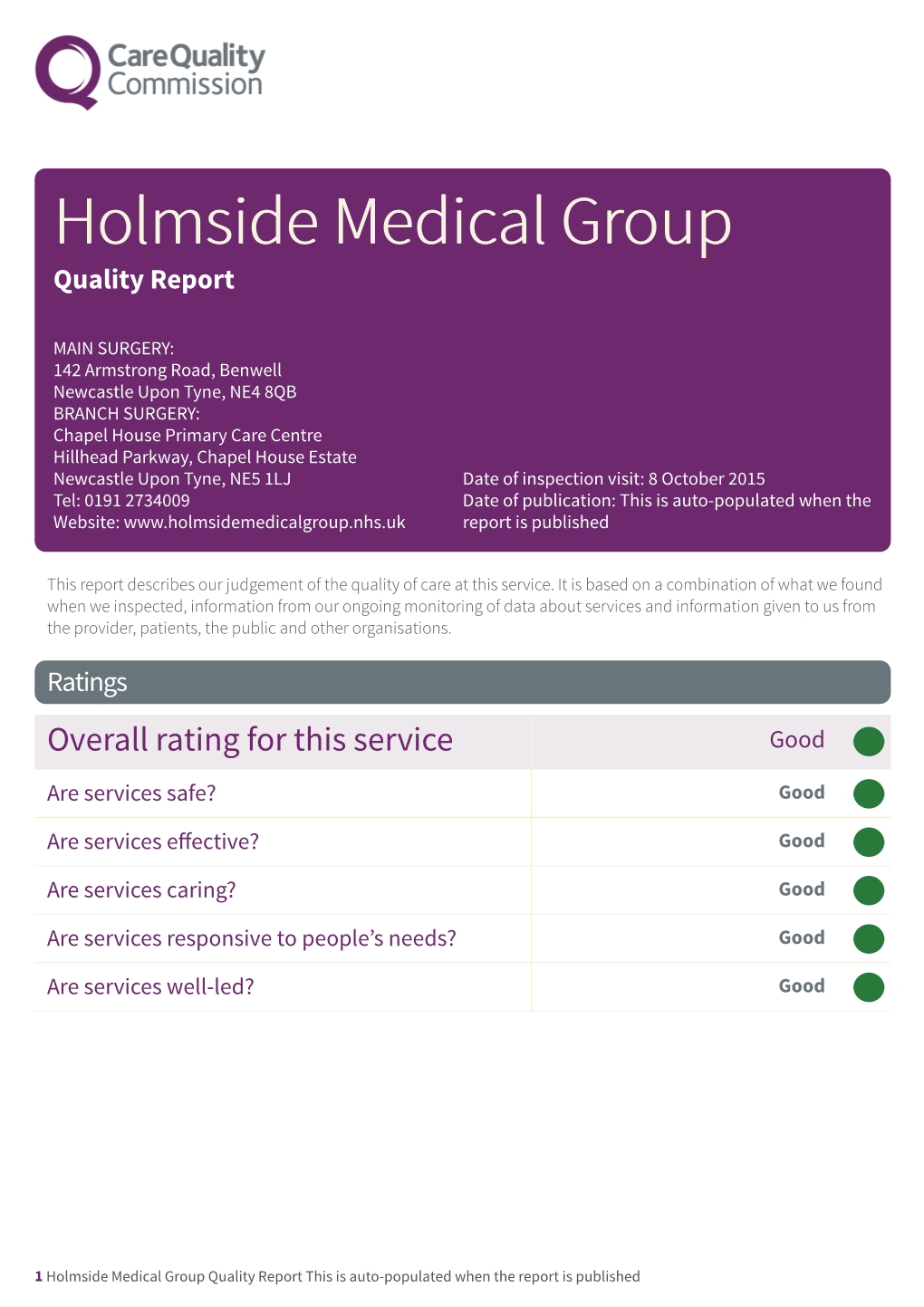 Holmside Medical Group Newapproachcomprehensive Report