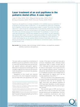 Laser Treatment of an Oral Papilloma in the Pediatric Dental Office: a Case Report Juan R