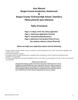 User Manual Bergen County Academies, Hackensack & Bergen