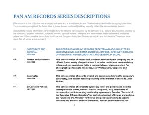 Pan Am Records Series Descriptions