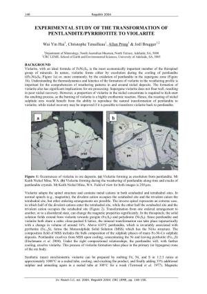 Experimental Study of the Transformation of Pentlandite/Pyrrhotite to Violarite