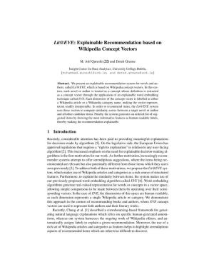 Lit@EVE: Explainable Recommendation Based on Wikipedia Concept Vectors