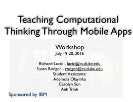 Teaching Computational Thinking Through Mobile Apps