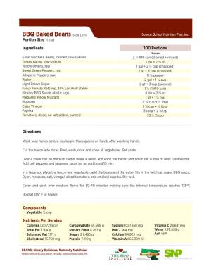 BBQ Baked Beans Side Dish Source: School Nutrition Plus, Inc
