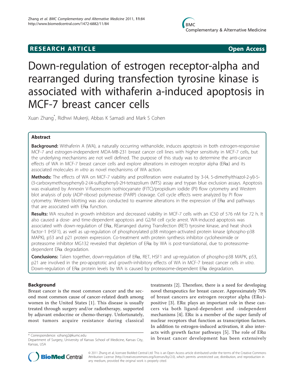 Down-Regulation of Estrogen Receptor-Alpha and Rearranged