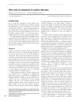 The Role of Vitamins in Cystic Fibrosis