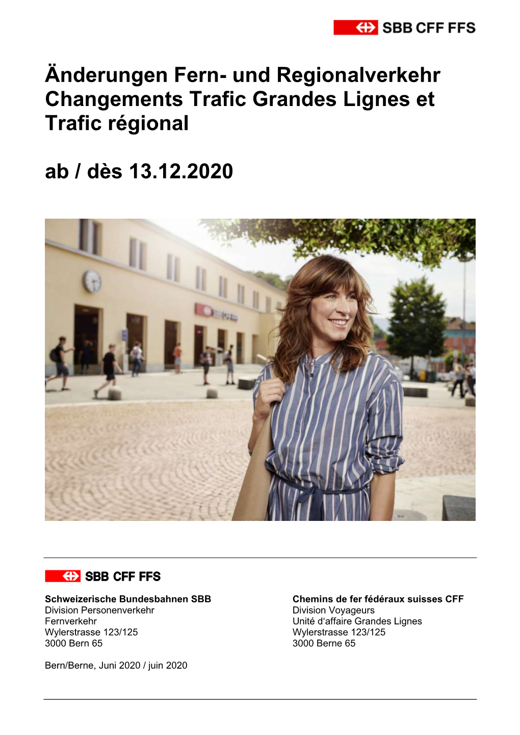 Und Regionalverkehr Changements Trafic Grandes Lignes Et Trafic Régional Ab / Dès 13.12.2020