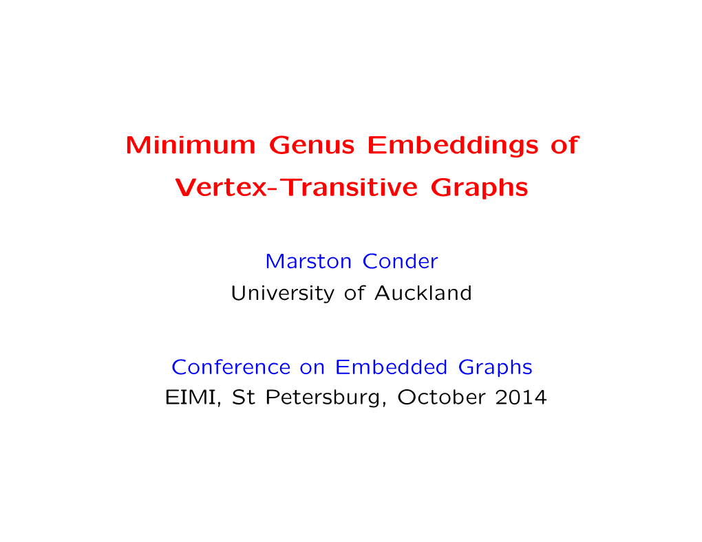 Minimum Genus Embeddings of Vertex-Transitive Graphs