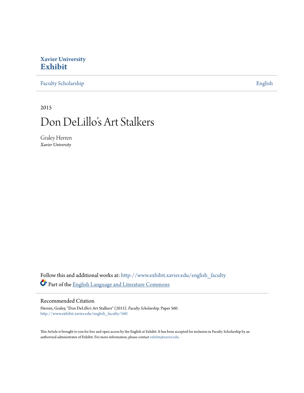 Don Delillo's Art Stalkers