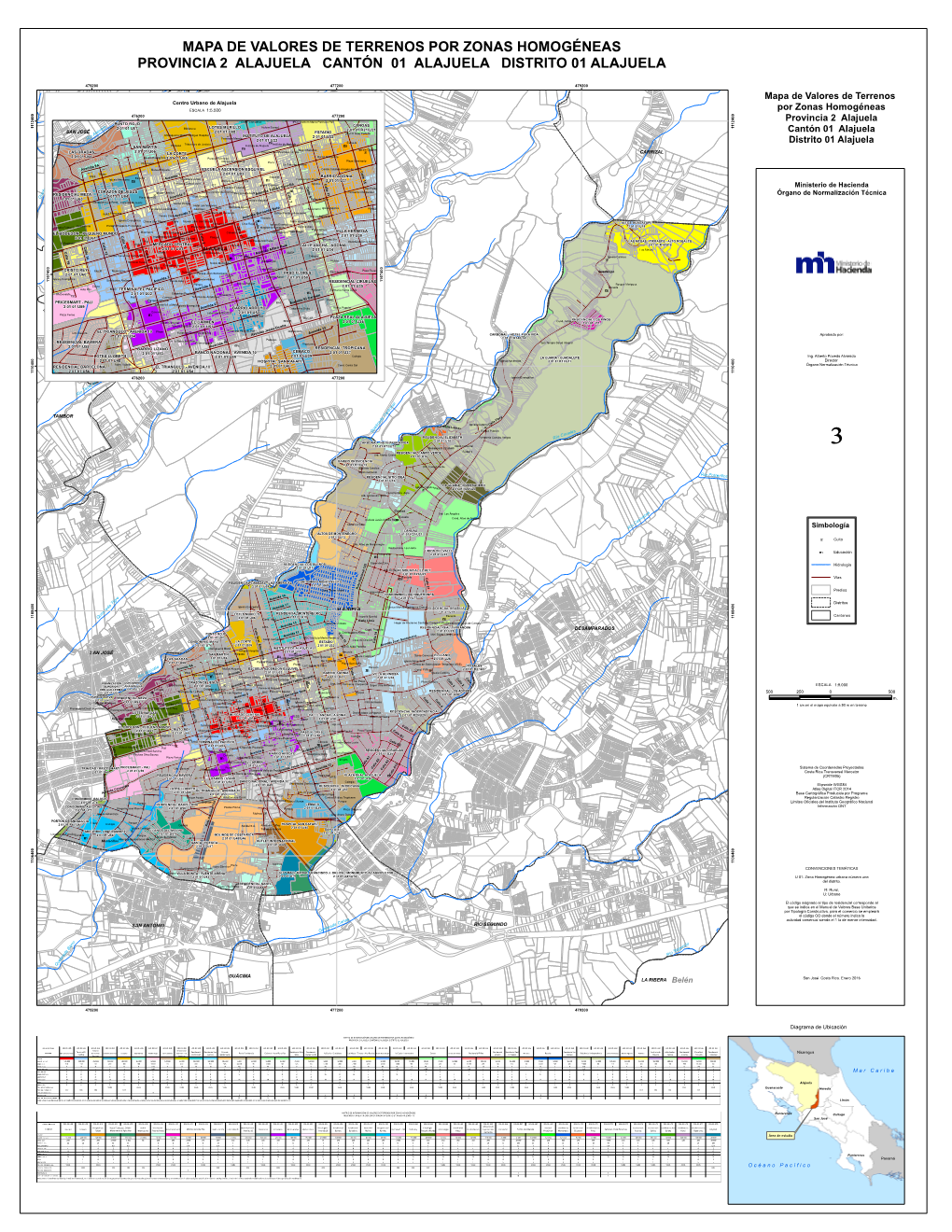 Mapa De Valores De Terrenos Por Zonas Homogéneas Provincia 2 Alajuela Cantón 01 Alajuela Distrito 01 Alajuela