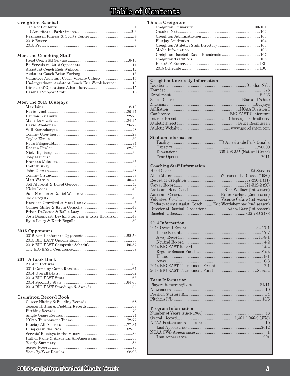 Table of Contents