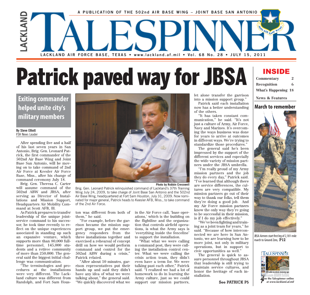 Patrick Paved Way for JBSA