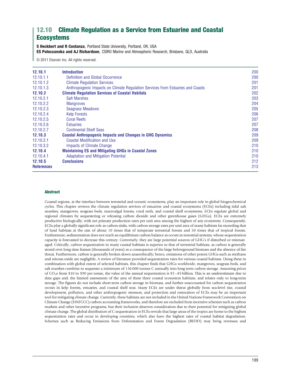 Climate Regulation As a Service from Estuarine and Coastal Ecosystems