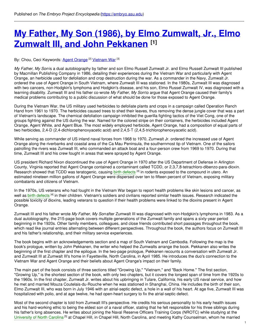 By Elmo Zumwalt, Jr., Elmo Zumwalt III, and John Pekkanen [1]