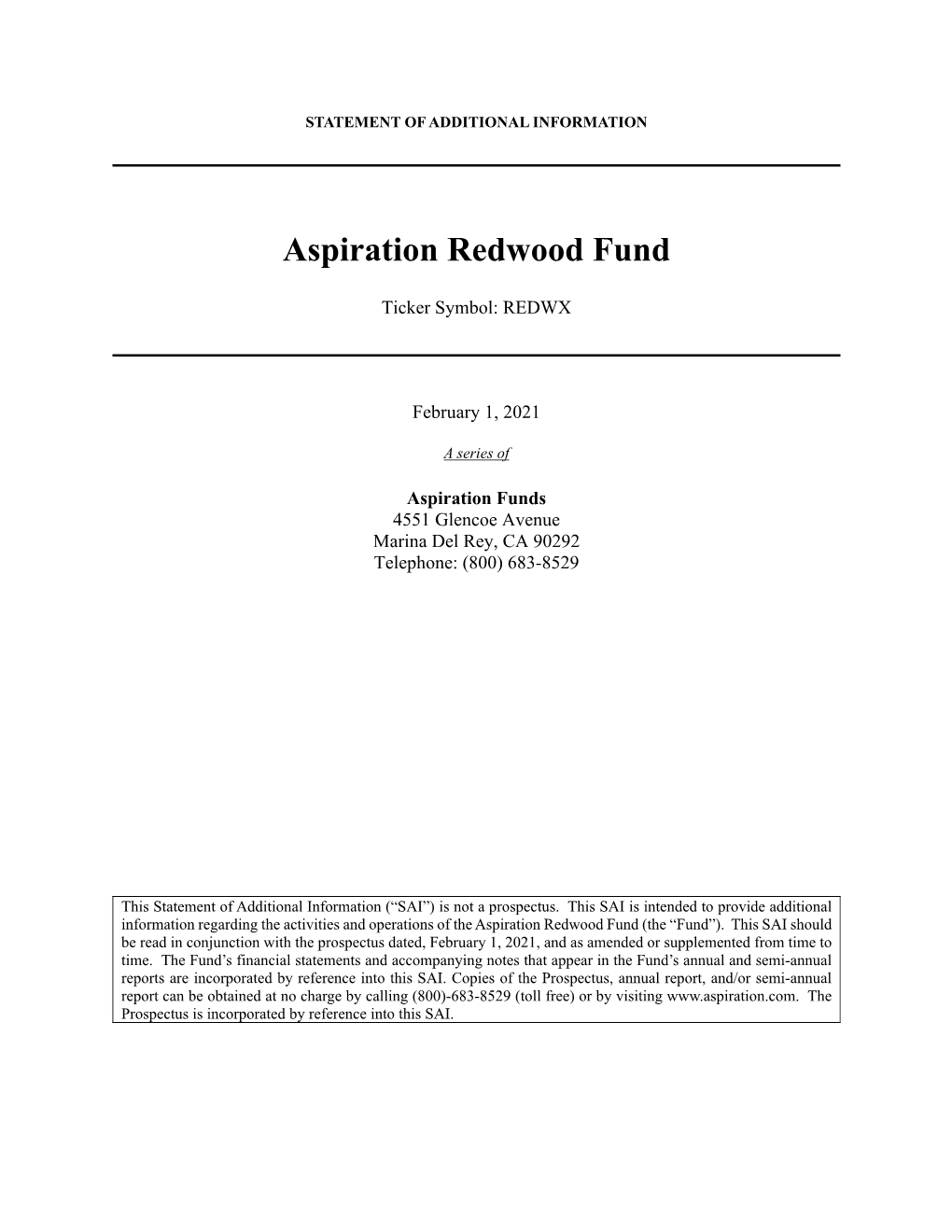 Aspiration Redwood Fund