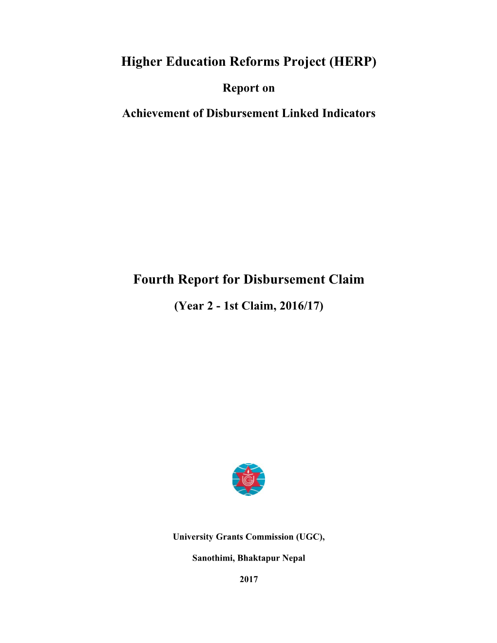 (HERP) Fourth Report for Disbursement Claim