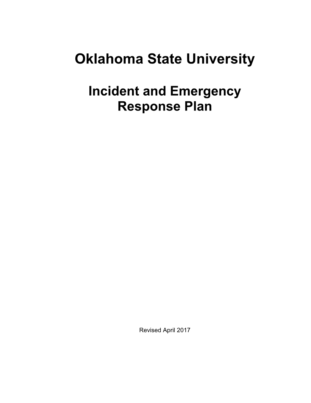 OSU Select Agent Incident Response Plan