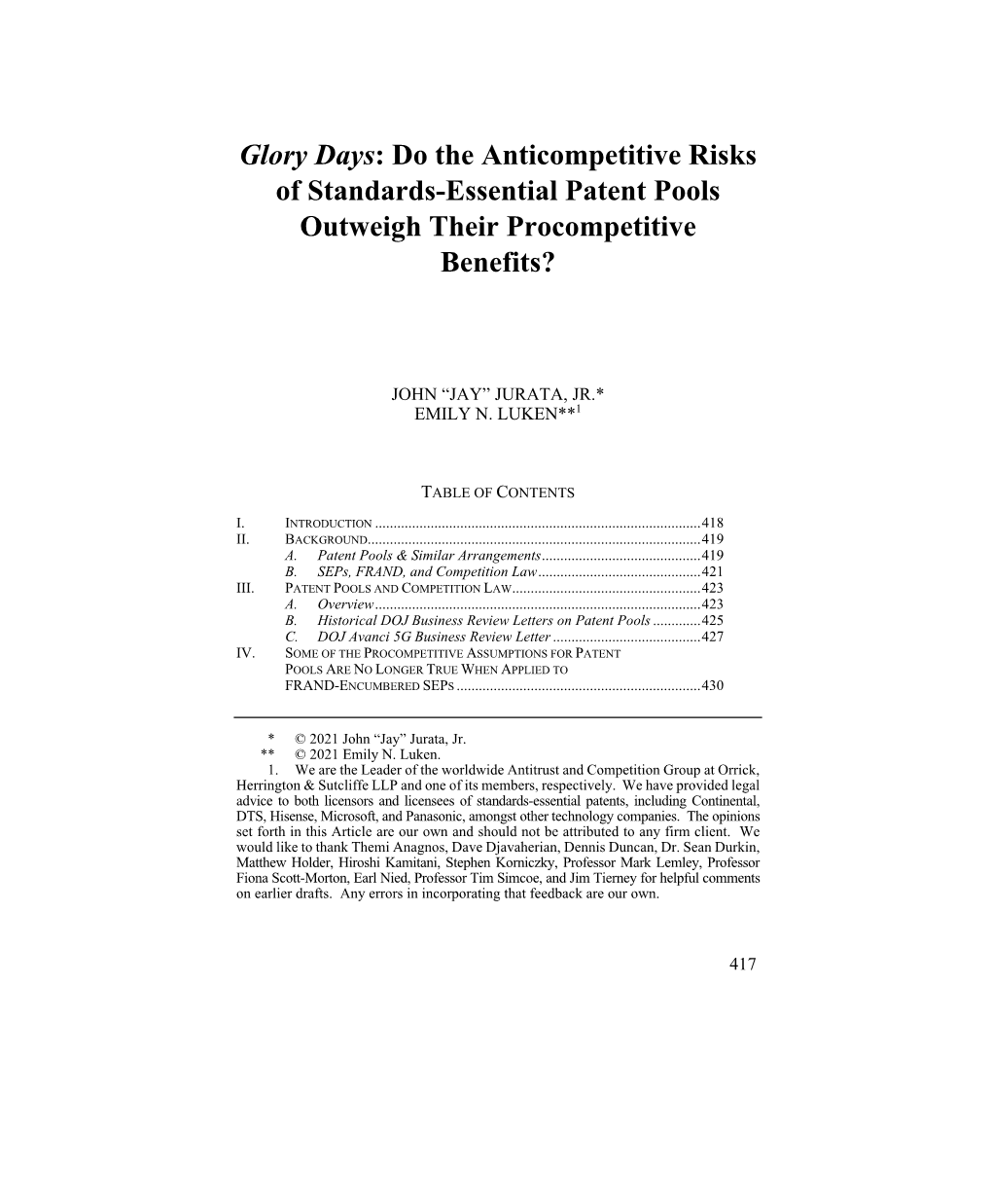 Do the Anticompetitive Risks of Standards-Essential Patent Pools Outweigh Their Procompetitive Benefits?