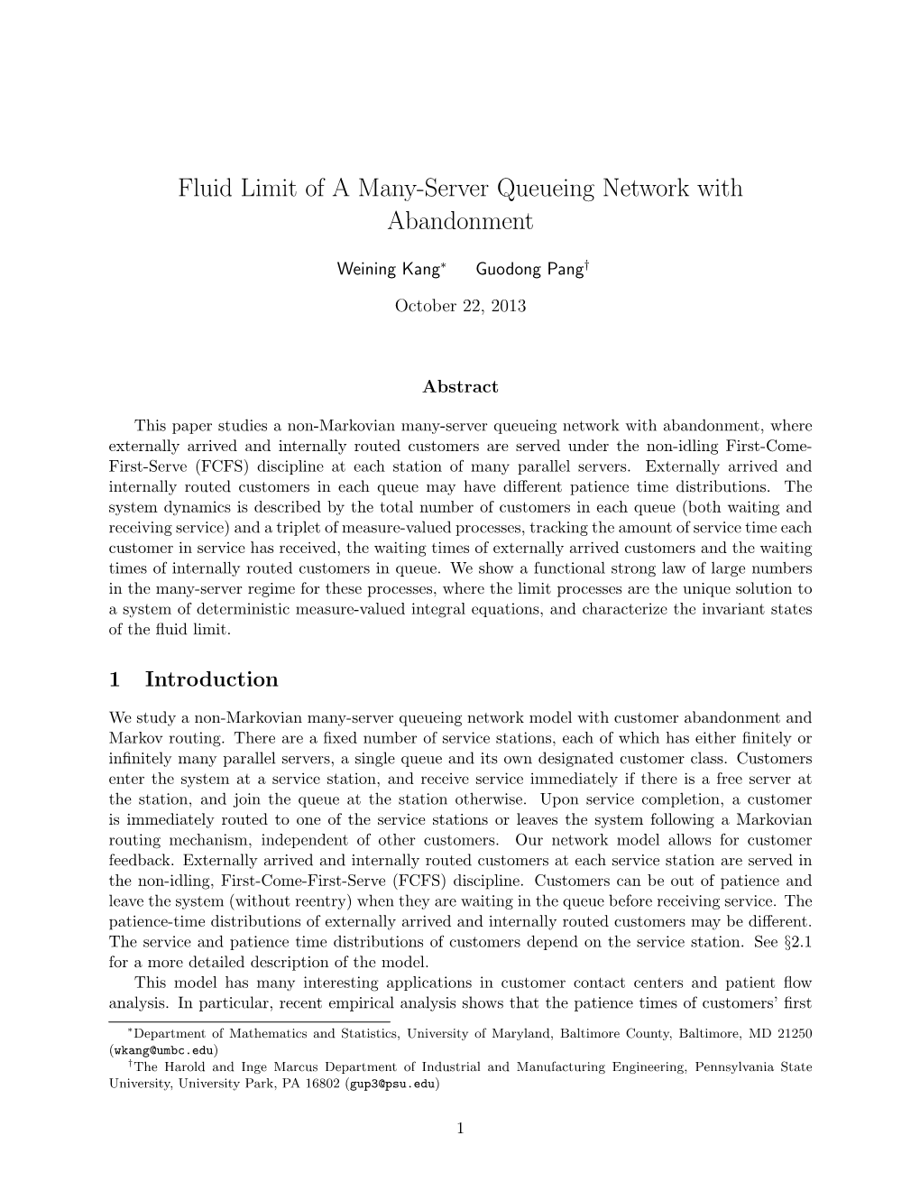 Fluid Limit of a Many-Server Queueing Network with Abandonment