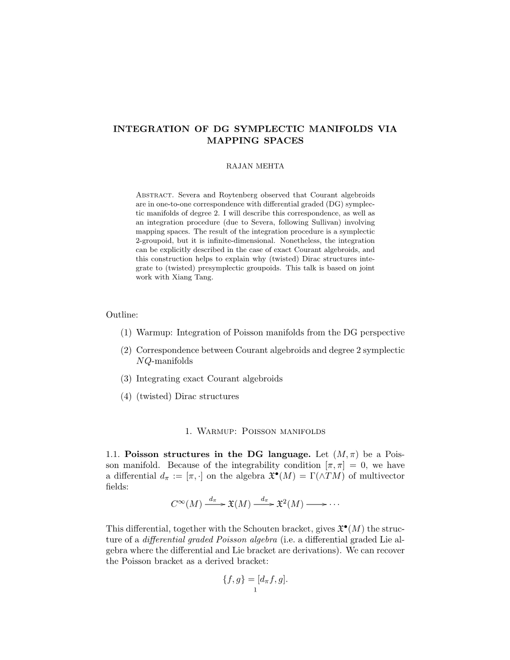 Integration of Dg Symplectic Manifolds Via Mapping Spaces