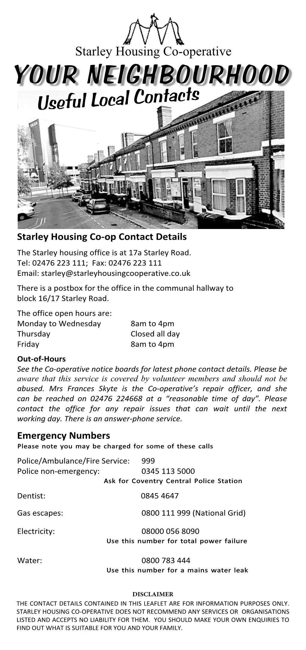 Local Contact Information Leaflet