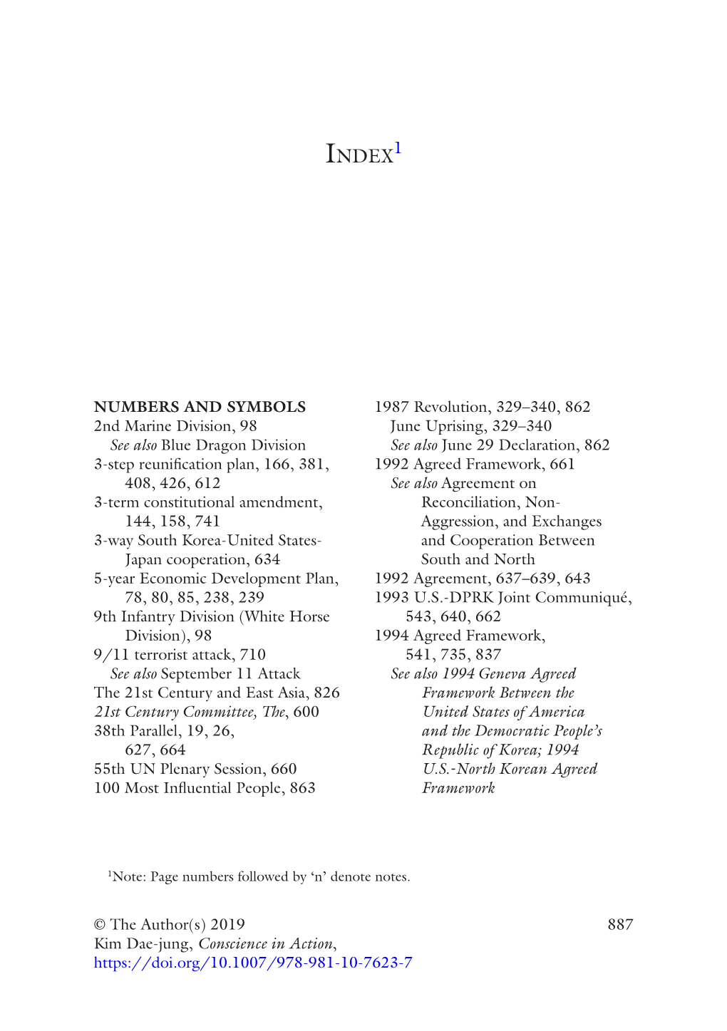 887 © the Author(S) 2019 Kim Dae-Jung, Conscience in Action, NUMBERS and SYMBOLS