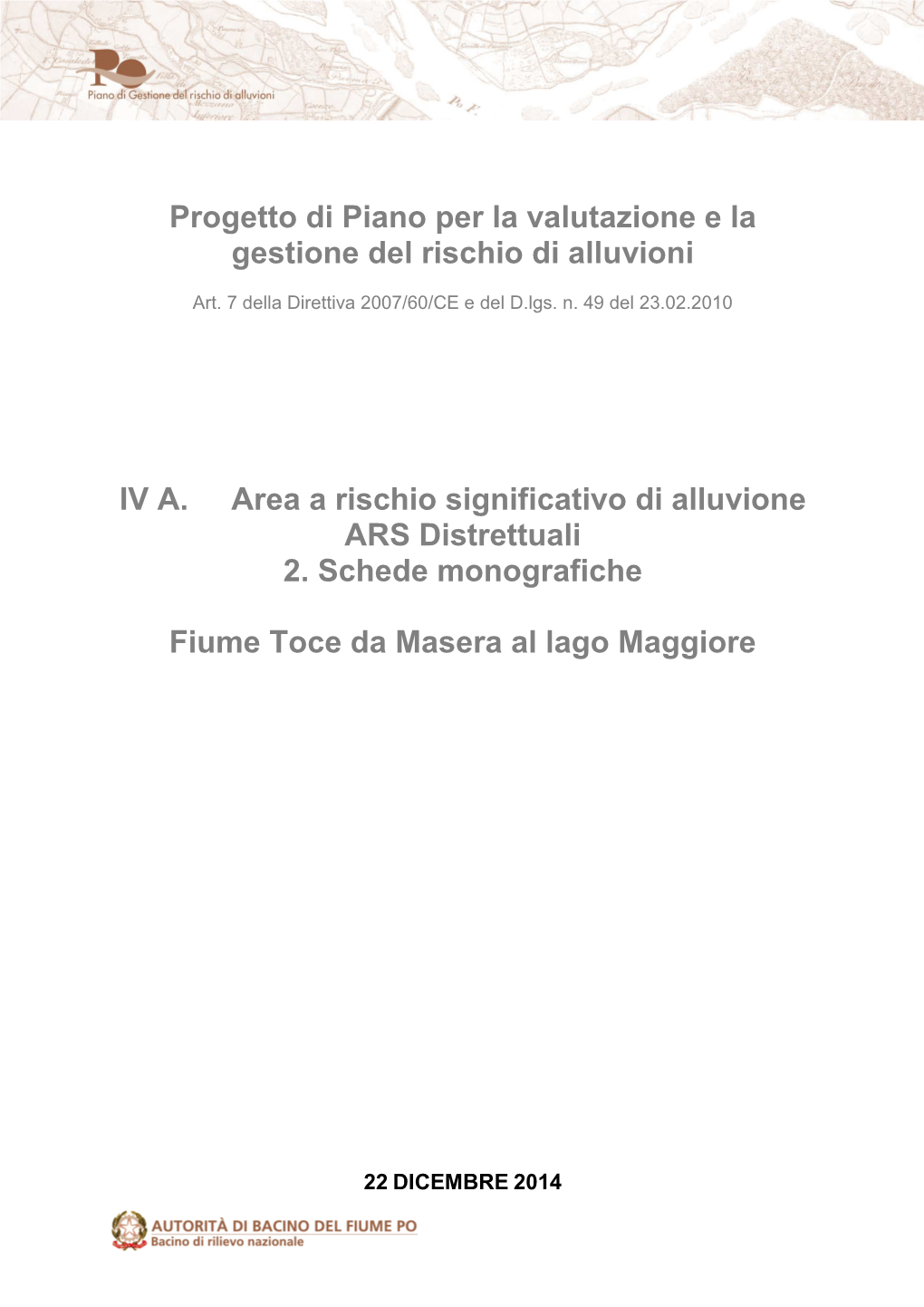 IV A. Area a Rischio Significativo Di Alluvione ARS Distrettuali 2