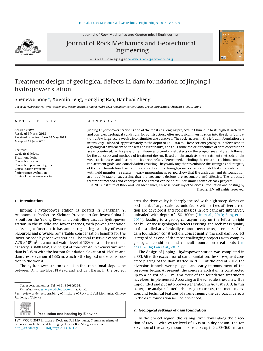 Treatment Design of Geological Defects in Dam Foundation of Jinping I