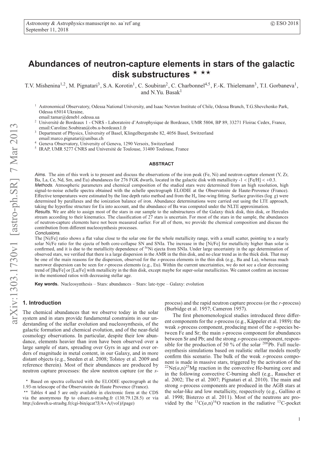 Abundances of Neutron-Capture Elements in Stars of the Galactic Disk Substructures Formed Right After the Third Dredged-Up Event Straniero Et Al