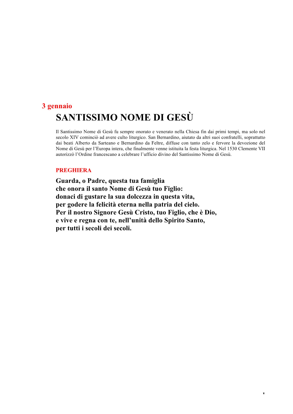 Santissimo Nome Di Gesù