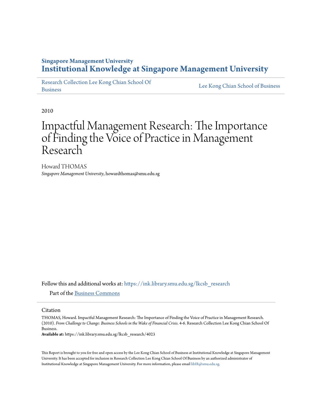 Impactful Management Research