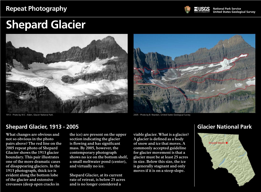 Repeat Photography United States Geological Survey Shepard Glacier