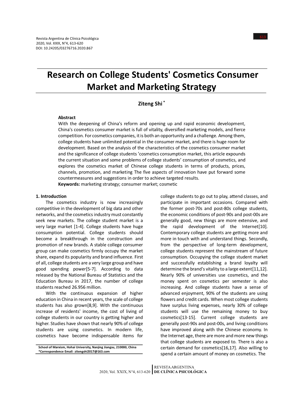 Research on College Students' Cosmetics Consumer Market and Marketing Strategy