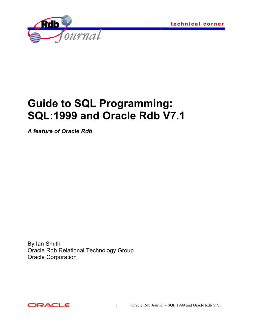 Guide to SQL Programming: SQL:1999 and Oracle Rdb V7.1