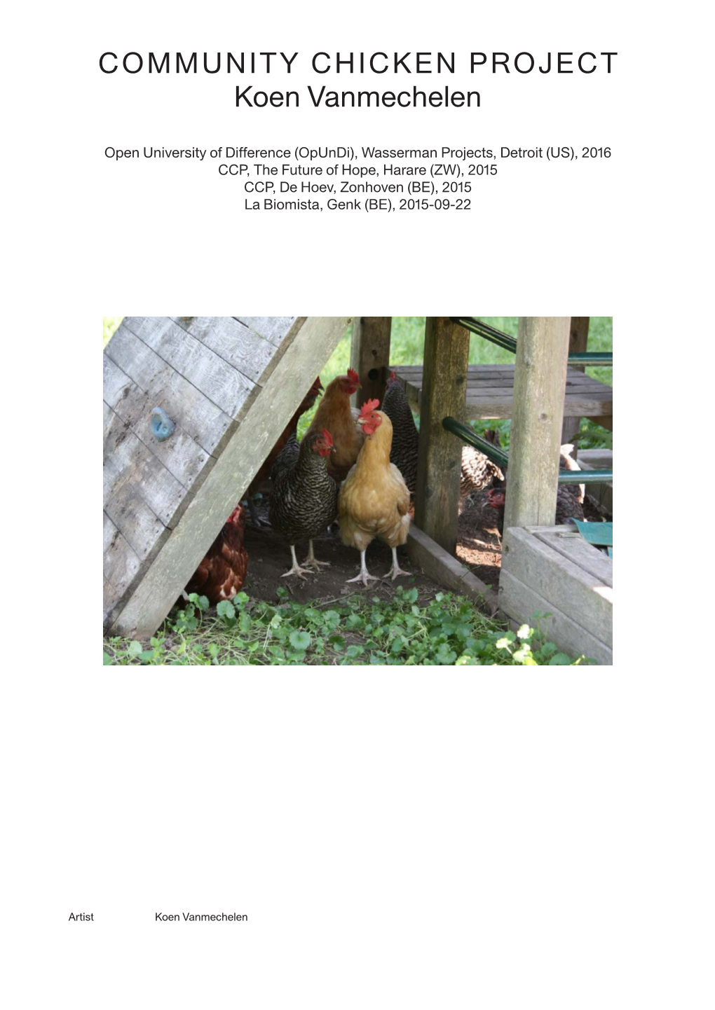 COMMUNITY CHICKEN PROJECT Koen Vanmechelen