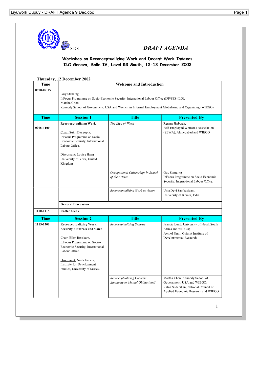 DRAFT Agenda 9 Dec.Doc Page 1