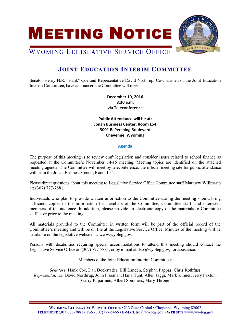 Meeting Notice