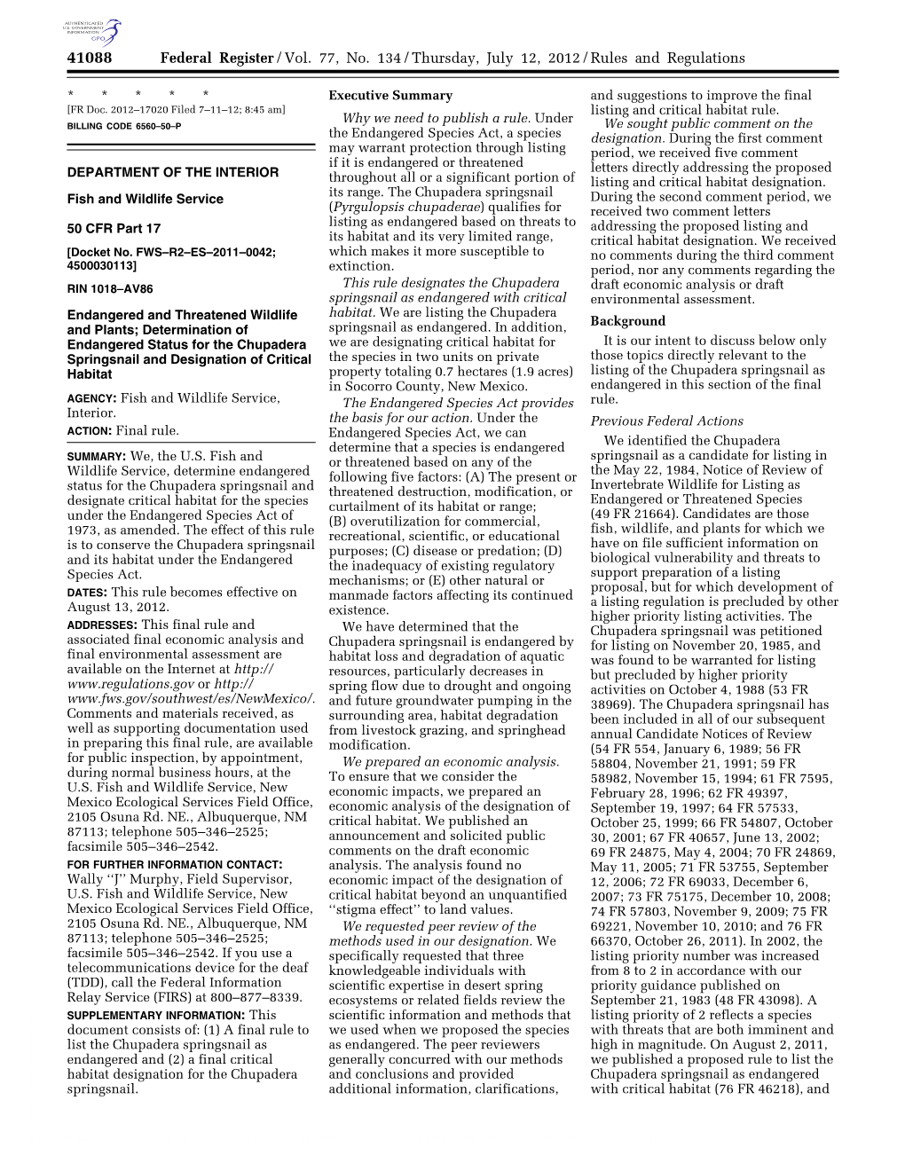 Federal Register/Vol. 77, No. 134/Thursday, July 12, 2012/Rules