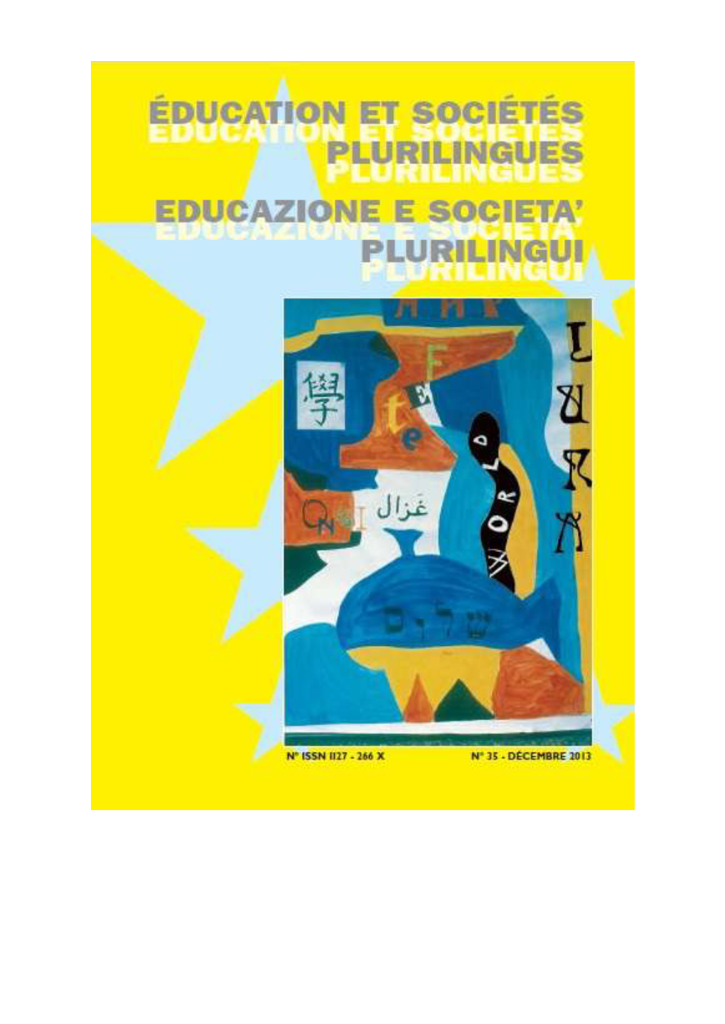 Éducation Et Sociétés Plurilingues, 35 | 2013 [En Ligne], Mis En Ligne Le 13 Janvier 2020, Consulté Le 06 Septembre 2021