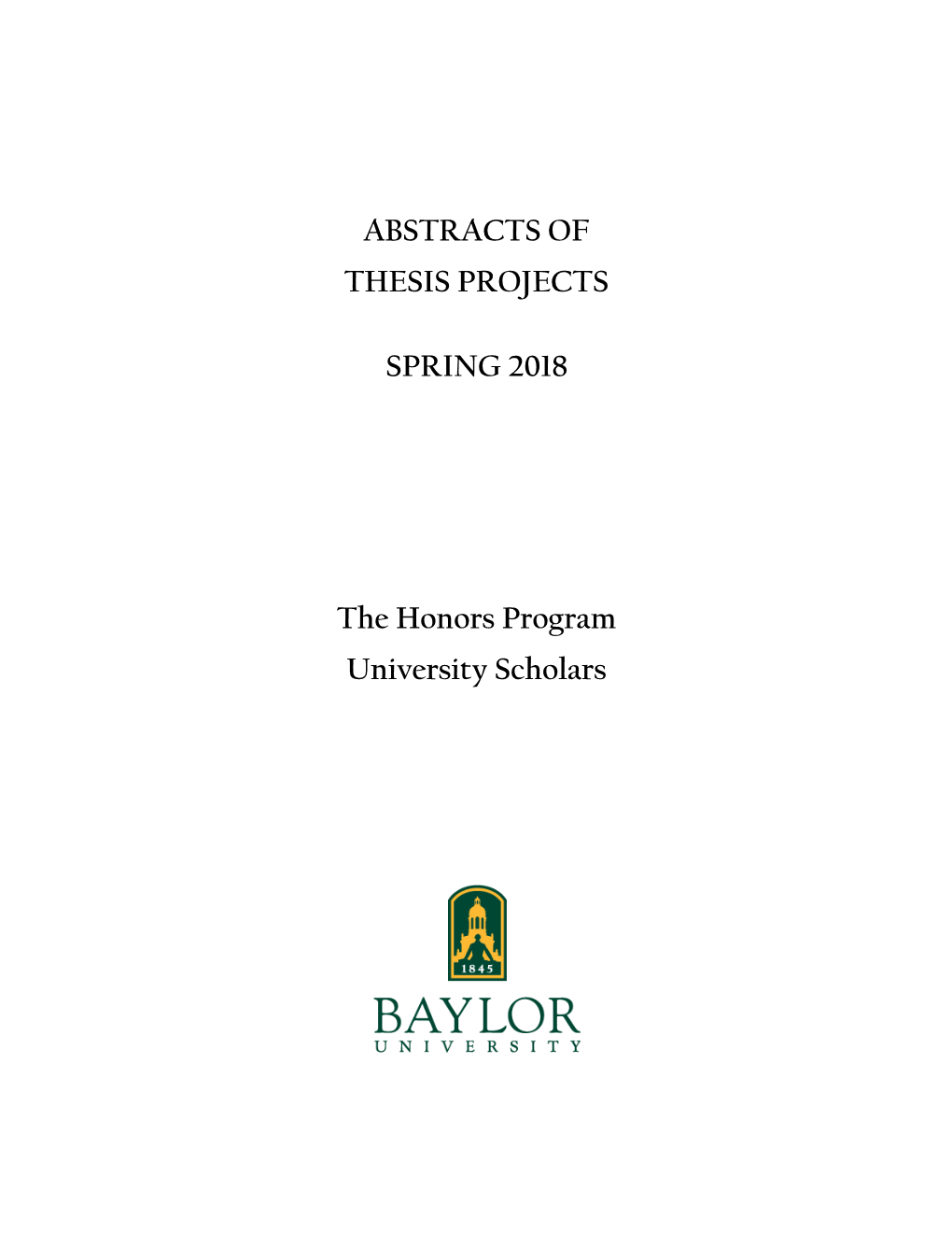 2018 Honors Thesis Abstracts