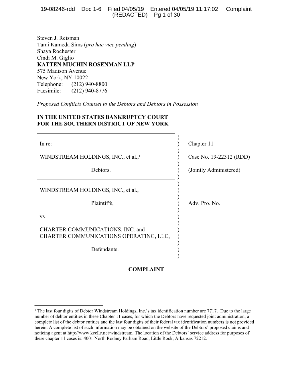 Windstream's Complaint